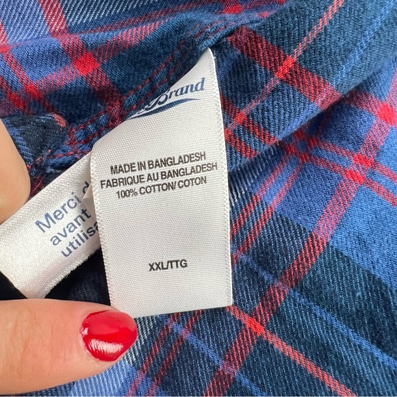 lucky brand men’s cotton blue plaid button down shirt XXL L51-20 - Picture 6 of 6